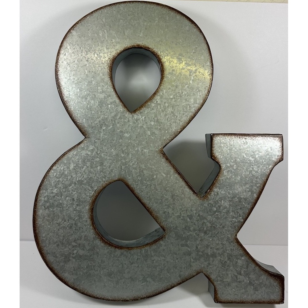 Rustic Tin Metal & Symbol Large 22"X18" Hanging Wall Art Farmhouse Word Art